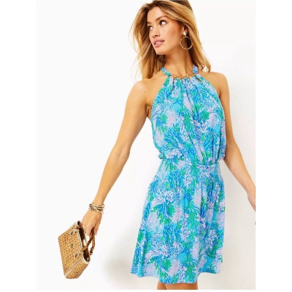 Lilly Pulitzer Shirelle Skirted Romper Los Olas Aqua